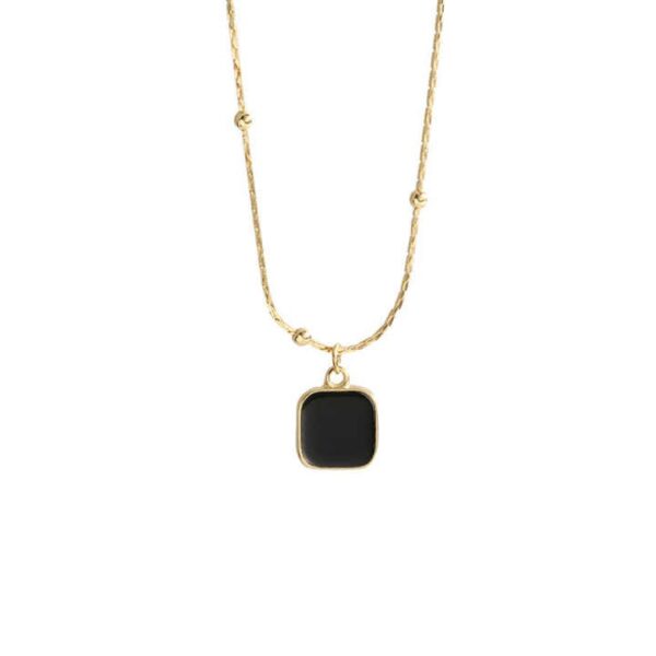 Black Square Pendant Necklace