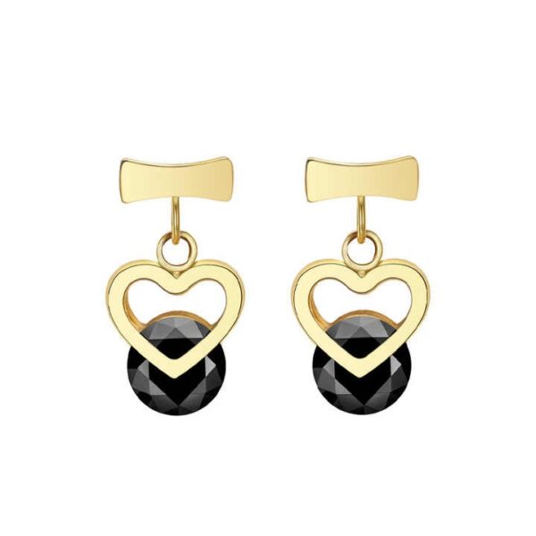 Heart with Black bead Earrings