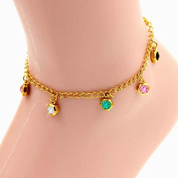 Gold Colorful Gem Anklet