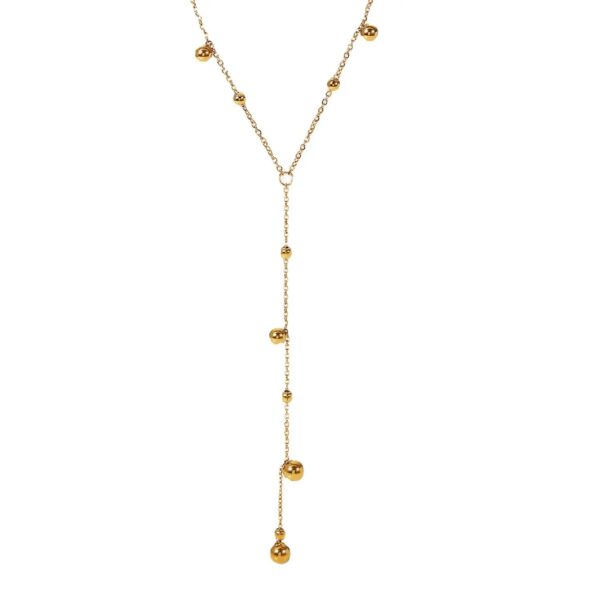 Gold bead Y-necklace