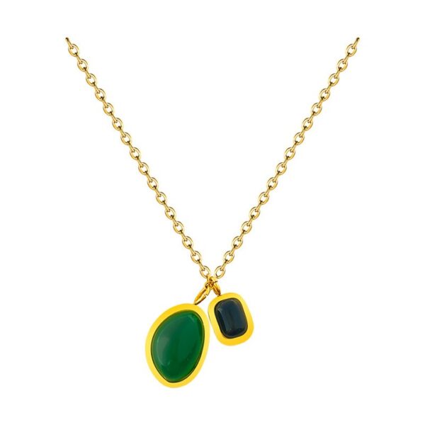 Green and black agate stone anklet