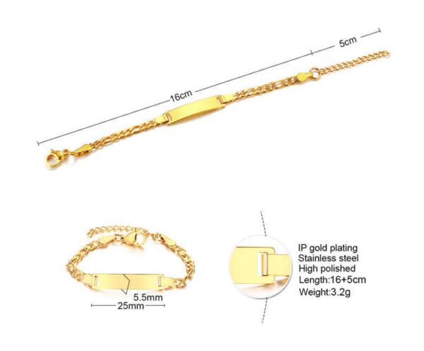 اسوارة لوحة الاسم الذهبية للأطفال