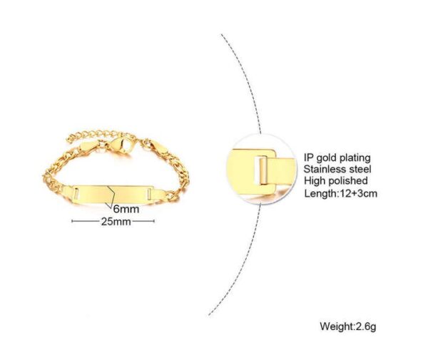 اسوارة لوحة الاسم الذهبية للأطفال